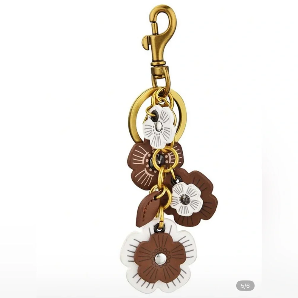 Blossom Luxe Floral Charm/Keyring. Brown